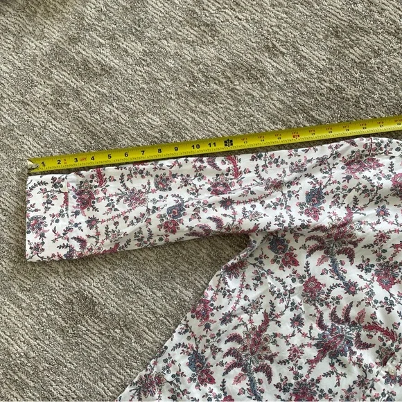 Chaps Womens XL No Iron Button Up Shirt Pink Floral 3/4 Sleeve Blouse Cotton - Picture 6 of 9